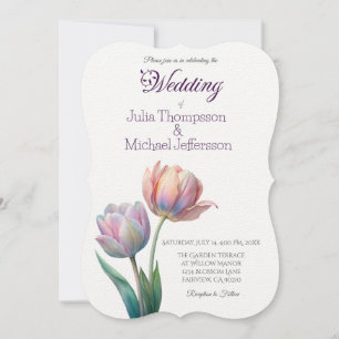 Invitation Pastel Tulip Mariage Suite Typographie élégante