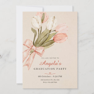 Invitation Pastel tulipes fleurs graduation