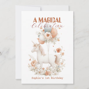 Invitation Pastel Unicorn 1er anniversaire