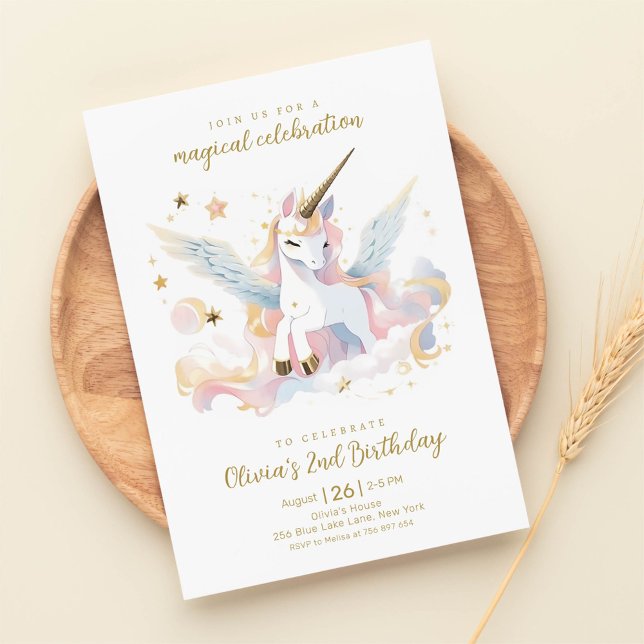 Invitation Pastel Unicorn et Arc-en-ciel Anniversaire magique (Créateur téléchargé)