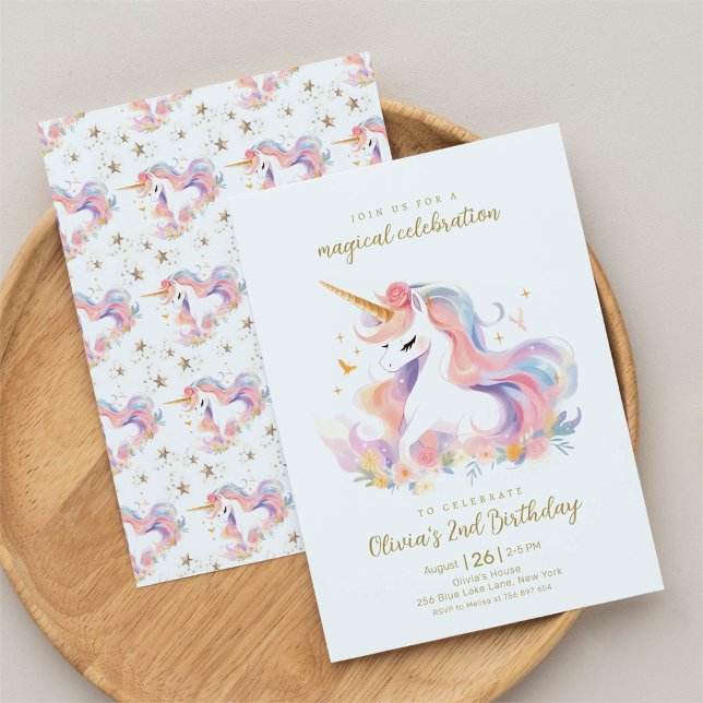 Invitation Pastel Unicorn et Arc-en-ciel Anniversaire magique (Créateur téléchargé)
