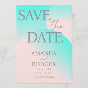 Invitation Pastel Vert Rose Géométrique Enregistrer la Date