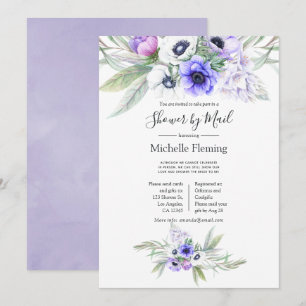 Invitation Pastel Violet Floral Bébé ou Fête des mariées par 