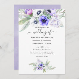 Invitation Pastel Violet Floral Mariage