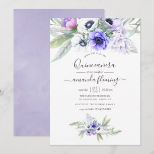 Invitation Pastel Violet Floral Quinceañera