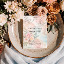 Pastel Watercolor Floral Abstract Shape Engagement