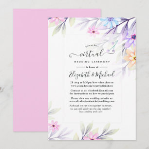 Invitation Pastel Watercolor Floral Mariage virtuel en ligne