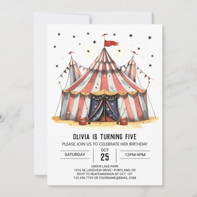 Invitation Pastel Watercolor Joy Circus Anniversaire (Devant)