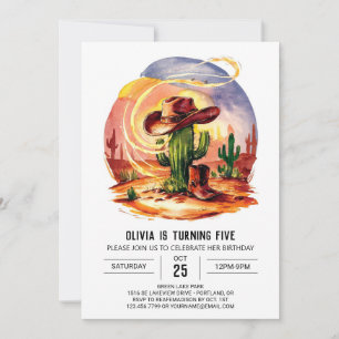 Invitation Pastel Wild West Cowboy Anniversaire