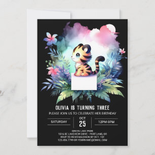 Invitation Pastel Woodland Tiger Anniversaire