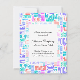 Invitation Pastel Yoga Word Cloud Motif élégant