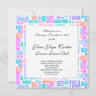 Invitation Pastel Yoga Word Cloud Motif élégant