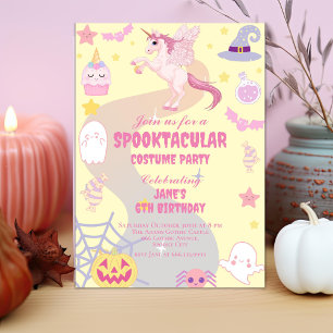 Invitation Pasteloween Cute Unicorn Halloween fête d'annivers