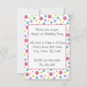 Invitation Pastels Personnalisés Multicolores à Points