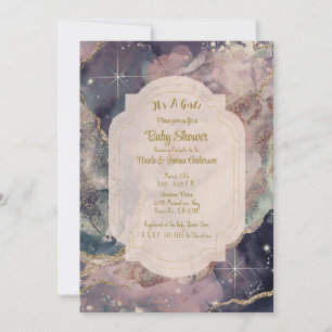 Invitation Pastels tendres Galaxie céleste aquarelle Bébé
