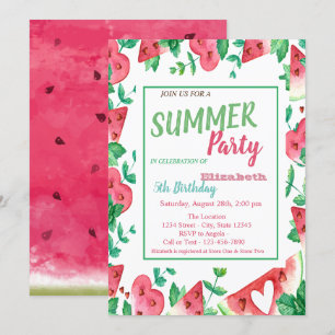 Invitation Pastèque, Anniversaire Fête d'été
