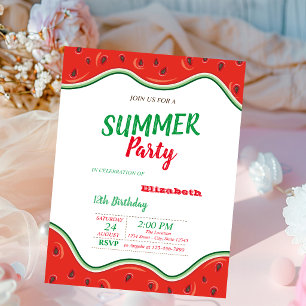 Invitation Pastèque, Fête d'anniversaire d'été
