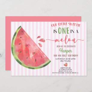 Invitation Pastèque Rose Un Dans Un Melon 1er Anniversaire