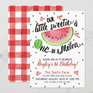 Invitation Pastèque UN dans une aquarelle de pastèque à carre