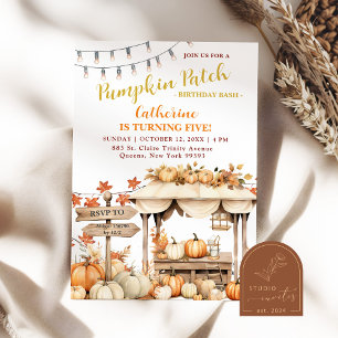 Invitation Patch Citrouille d'automne Anniversaire Bash