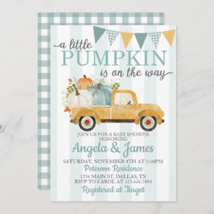 Invitation Patch de Citrouille d'invitation de Baby shower de