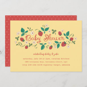 Invitation Patch fraise Sunshine Baby shower jaune