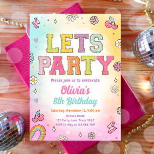Invitation Patch Lettres Varsity Mode Preppy Ado Birthday