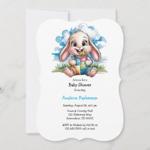 Invitation Patchwork de couture Cute Bunny & Baby shower Paci