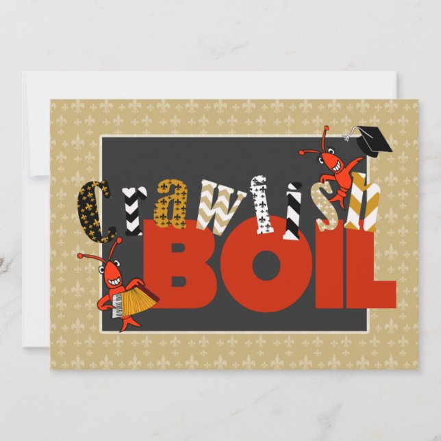 Invitation Patchwork Fleur de Lis Crawfish Graduation (Devant)