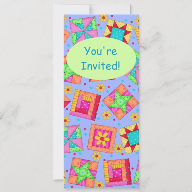 Invitation Patchwork vert Lavender Quilt Block Art (Devant)