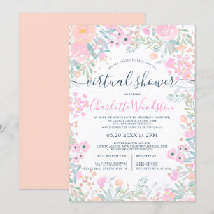 Invitation Pâte d'aquarelle florale pastel douche virtuelle