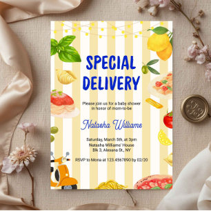 Invitation Pâtes au Citron Livraison Spéciale Baby Shower Ita