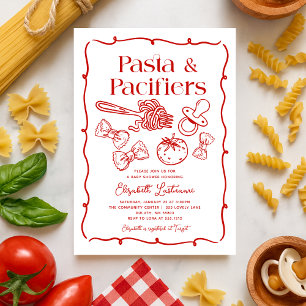 Invitation Pâtes & Tétines Baby-Shower Italien Dessiné à la M