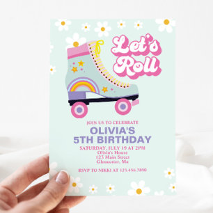 Invitation Patin à roulettes Retro Daisy Anniversaire