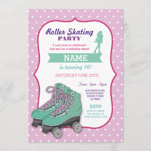 Invitation Patinage à roulettes Anniversaire Fête à roulettes