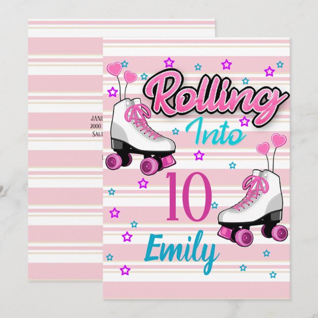 Invitation Patinage à roulettes Coutume Anniversaire (Devant / Derrière)