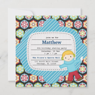 Invitation Patinage d'anniversaire (Garçon)
