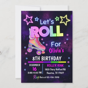 Invitation Patinage d'anniversaire Invitation, Roller Skate