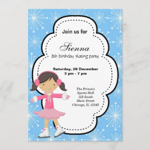 Invitation Patinage sur glace Anniversaire (Bleu)