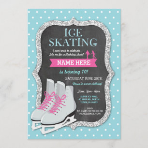 Invitation Patinage sur glace Anniversaire Partie Chalk Patin