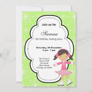 Invitation Patinage sur glace Anniversaire (Vert)