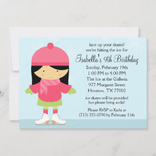Invitation Patinage sur glace asiatique fête d'anniversaire