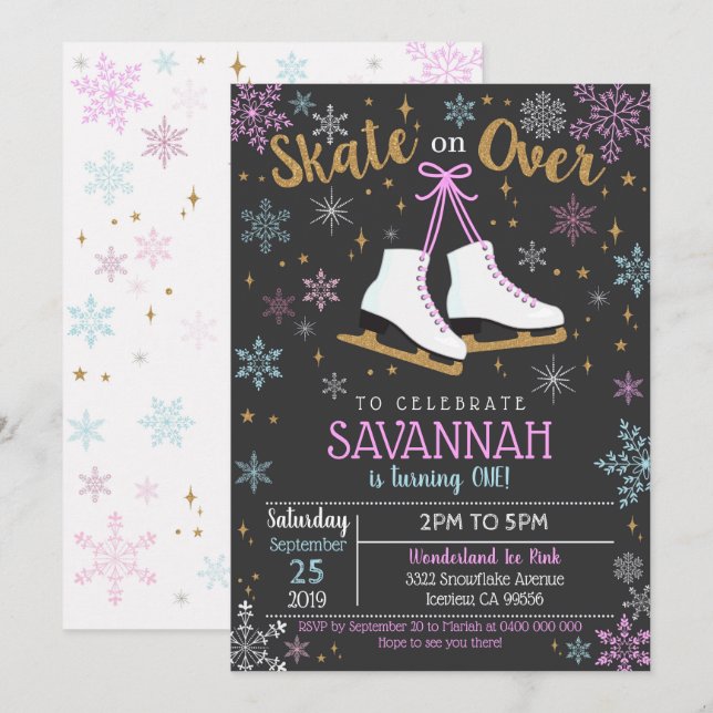 Invitation Patinage sur glace Patinage sur glace F (Devant / Derrière)