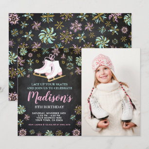 Invitation Patinage sur glace, Paysage hivernal avec photo