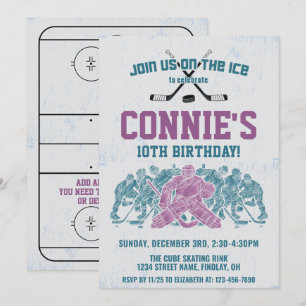 Invitation Patinoire de hockey sur glace fête d'anniversaire,