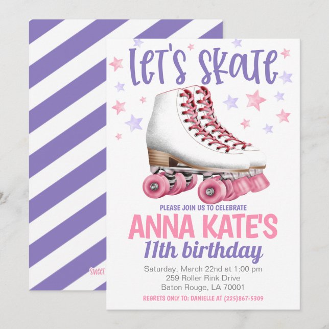 Invitation Patinons Roller Patinage Anniversaire (Devant / Derrière)