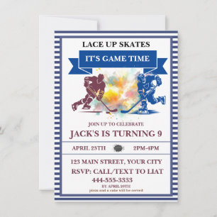 Invitation "Patins à Lace Up, C'est l'Heure du Match" Hockey 