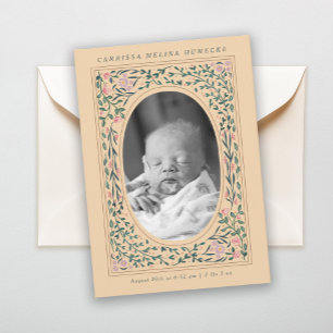 Invitation Patrimoine Floral Frame Ovale Photo Naissance