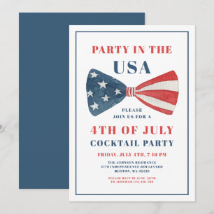 Invitation Patriotic Bow 4 juillet Cocktail Party