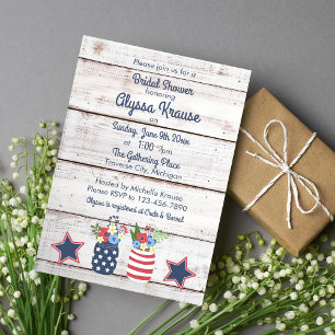 Invitation Patriotic Love II Rustic 4 juillet Fête des mariée